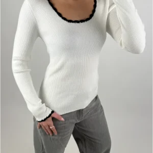 ELLA bluse, hvid/sort